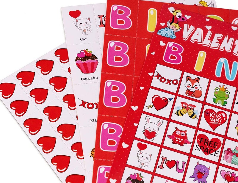 jollylife 40 Players Valentines Day Bingo Cards Party Supplies Activity for Adults(Red - Image 5